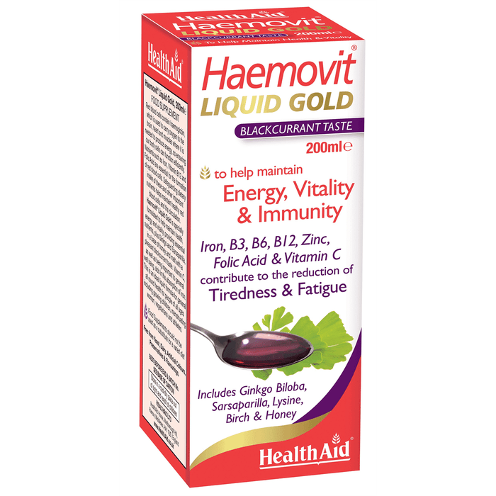 Health Aid Haemovit Liquid Gold Blackcurrant Taste 200ml