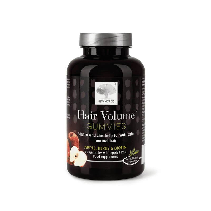 New Nordic Hair Volume Gummies 60s vitamins and supplements bottle with hair volume gummies visible