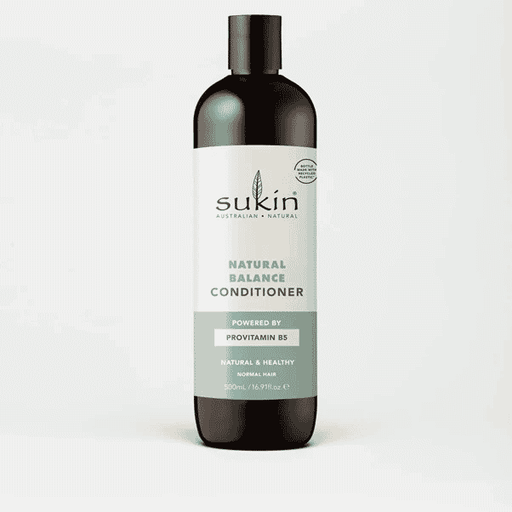 Sukin Natural Balance Conditioner 500ml bottle with pump dispenser, designed for healthy, balanced hair care.