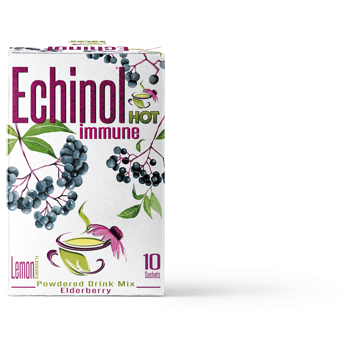 Echinol Hot Immune Powdered Drink Mix Lemon Flavoured with Elderberry 10s - Dennis the Chemist