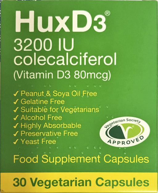 Huxley Europe HuxD3 3200 IU (Vitamin D3 80mcg) 30's - Dennis the Chemist