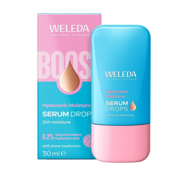 Weleda Hyaluronic Moisture Serum Drops 30ml bottle with dropper for hydrating skincare application.