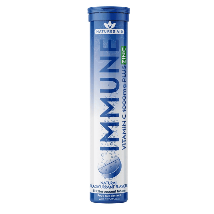 Natures Aid Immune Vitamin C 1000mg Plus Zinc Natural Blackcurrant Flavour Effervescent 20s