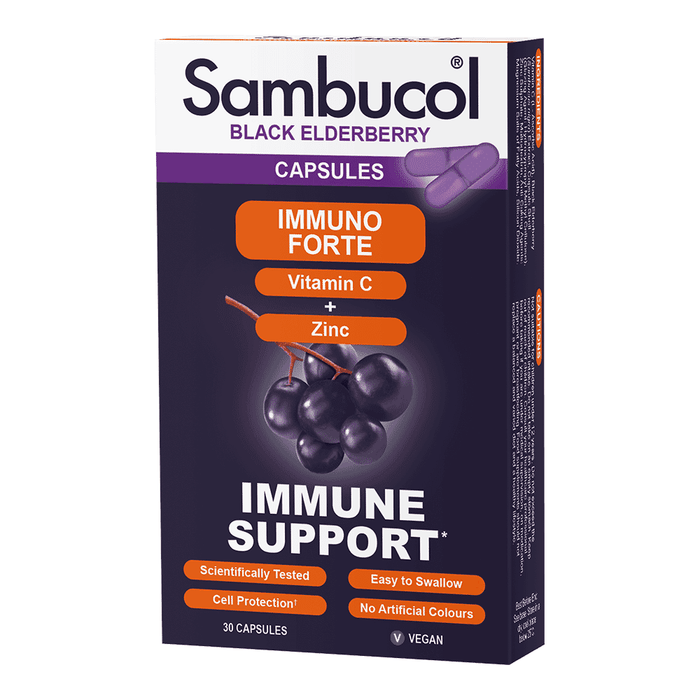 Sambucol Immuno Forte Vitamin C + Zinc Immune Support Capsules 30s