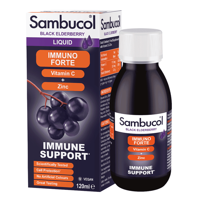 Sambucol Immuno Forte Vitamin C + Zinc Immune Support Liquid 120ml