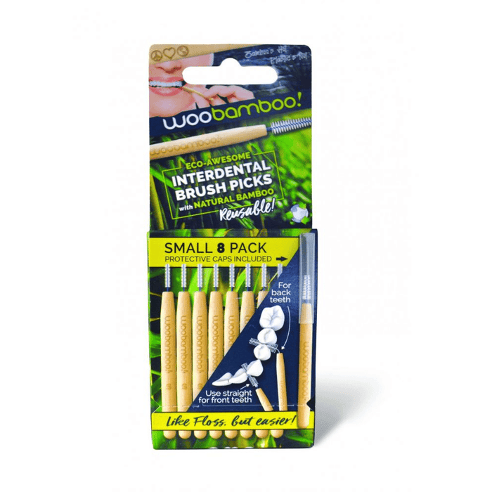 Woobamboo Interdental Brush Picks with Natural Bamboo Small 8 Pack