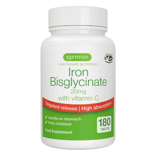 Igennus Iron Bisglycinate 20mg with Vitamin C 180s