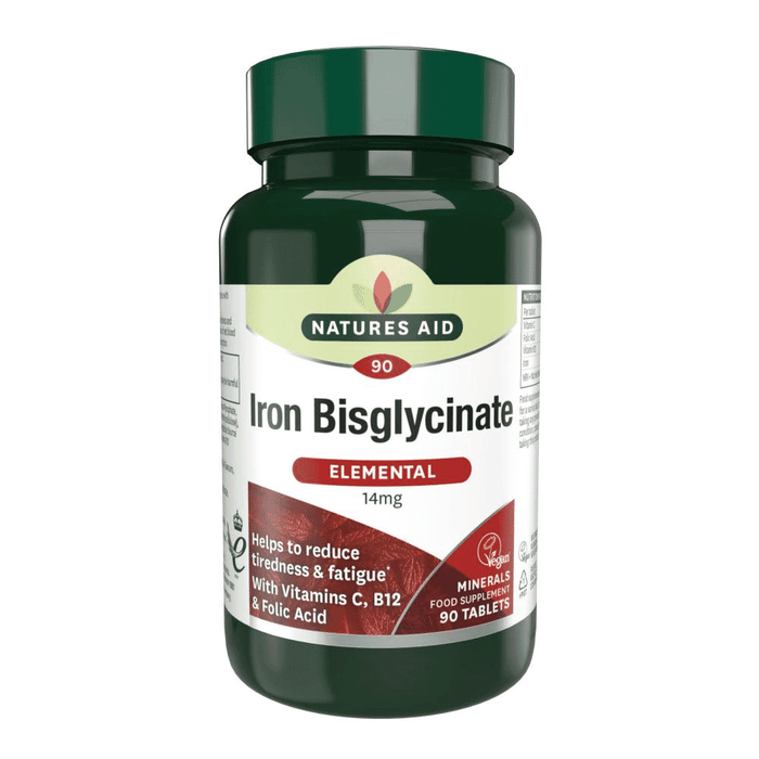 Natures Aid Iron Bisglycinate (Elemental) 14mg 90s