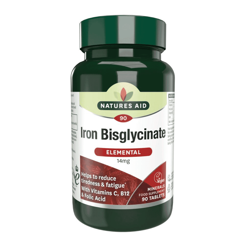 Natures Aid Iron Bisglycinate (Elemental) 14mg 90s