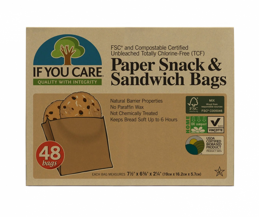 If You Care Paper Snack & Sandwich Bags 19cm x 16.2cm x 5.7cm 48s - Dennis the Chemist