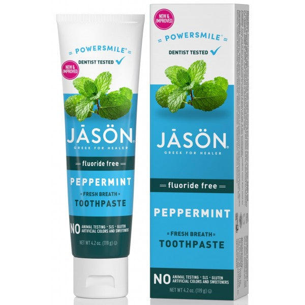 Jason Powersmile Peppermint Fresh Breath Toothpaste (Fluoride Free) 119g - Dennis the Chemist