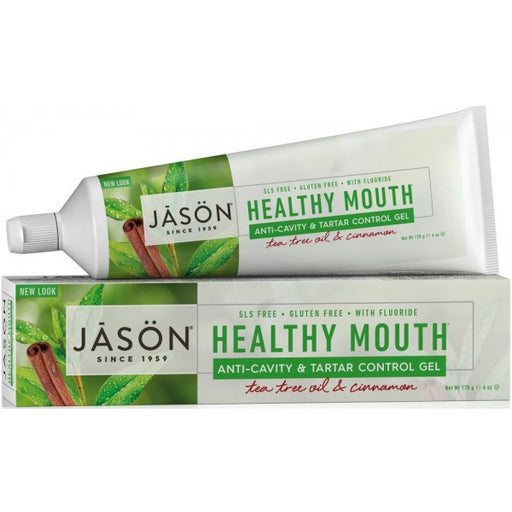 Jason Healthy Mouth Anti-Cavity & Tartar Control Gel Tea Tree Oil & Cinnamon (With Fluoride) 170g - Dennis the Chemist