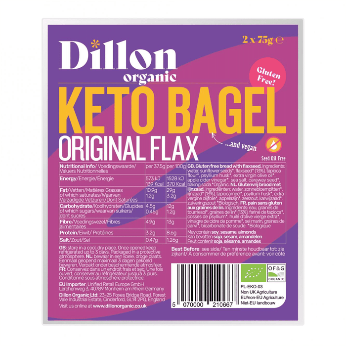 Dillon Organic Keto Bagel Original Flax 150g