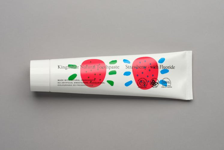 Kingfisher Natural Toothpaste Strawberry with Fluoride 100ml (White) - Dennis the Chemist