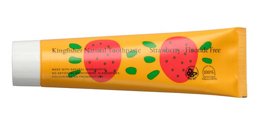 Kingfisher Natural Toothpaste Strawberry Fluoride Free 100ml (Orange) - Dennis the Chemist