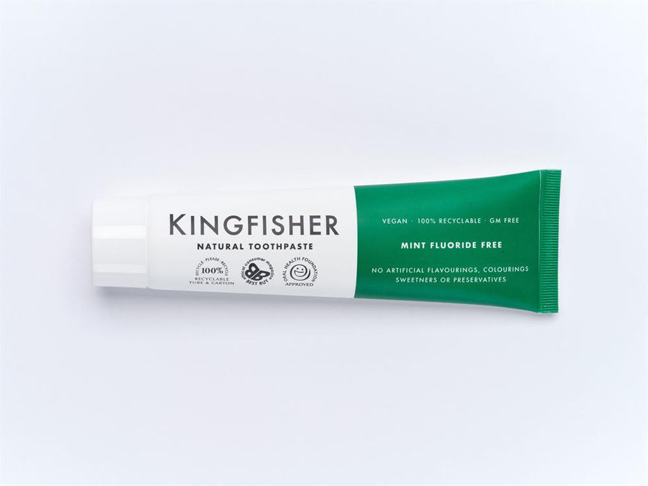 Kingfisher Natural Toothpaste Mint Fluoride Free 100ml (Dark Green) - Dennis the Chemist