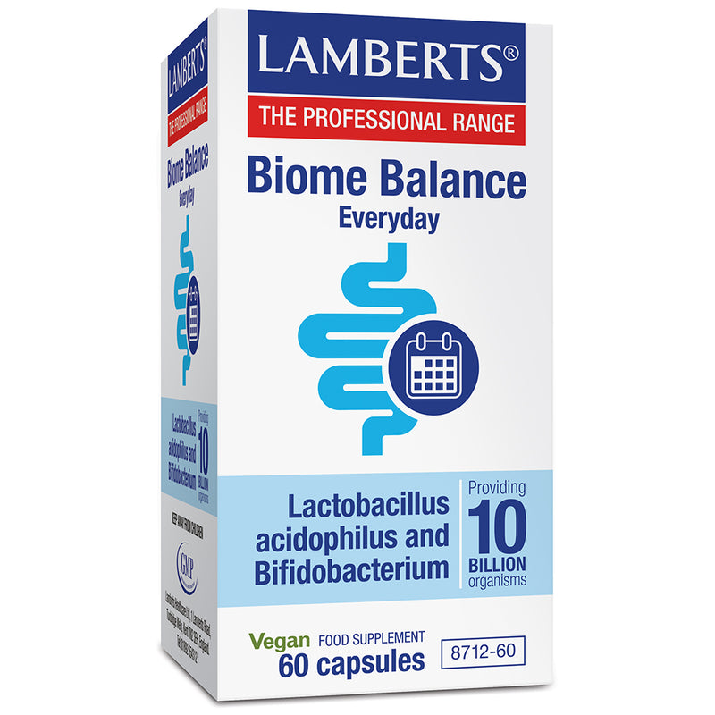 Lamberts Biome Balance Everyday probiotic supplements in a bottle, dietary vitamins and supplements for digestive health