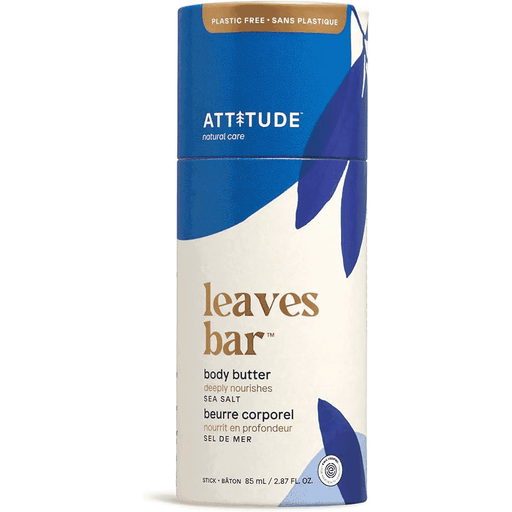 ATTITUDE Leaves Bar Body Butter Sea Salt Stick 85ml, natural moisturizing stick with sea salt for smooth skin