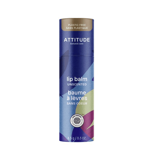 ATTITUDE Leaves Bar Lip Balm Unscented 8.5g featuring a natural leaf design on the packaging.