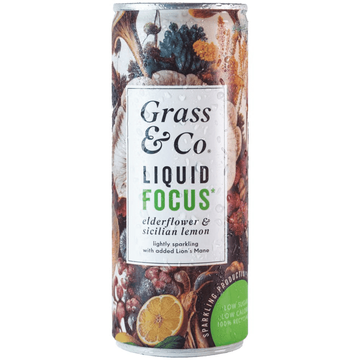 Grass & Co Liquid FOCUS Elderflower & Sicilian Lemon with Lion's Mane Nootropic Drink 250ml