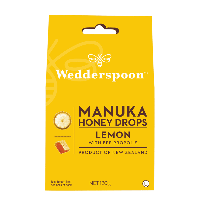 Wedderspoon Manuka Honey Drops Lemon with Bee Propolis 120g