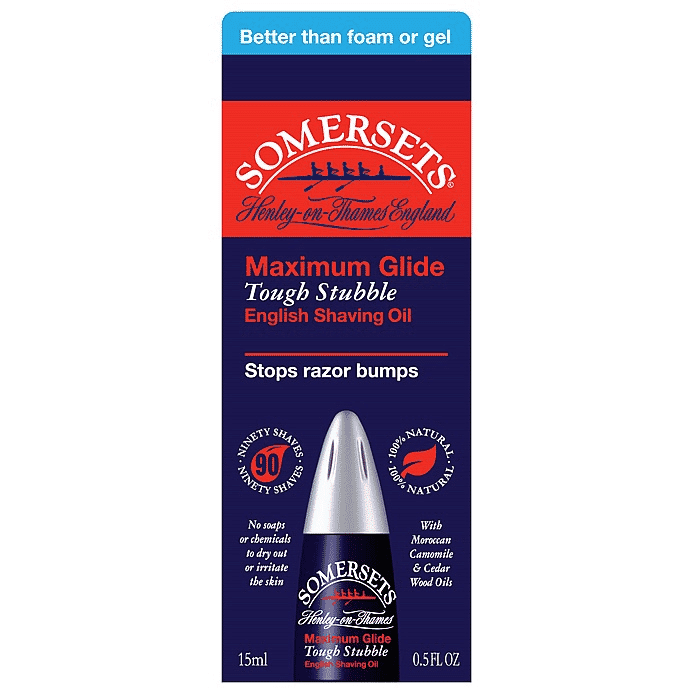 Somersets Maximum Glide Tough Stubble English Shaving Oil (Red) 15ml