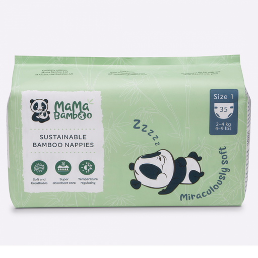 Mama Bamboo Sustainable Bamboo Nappies Size 1 (2-4kg 4-9lb) 35's - Dennis the Chemist