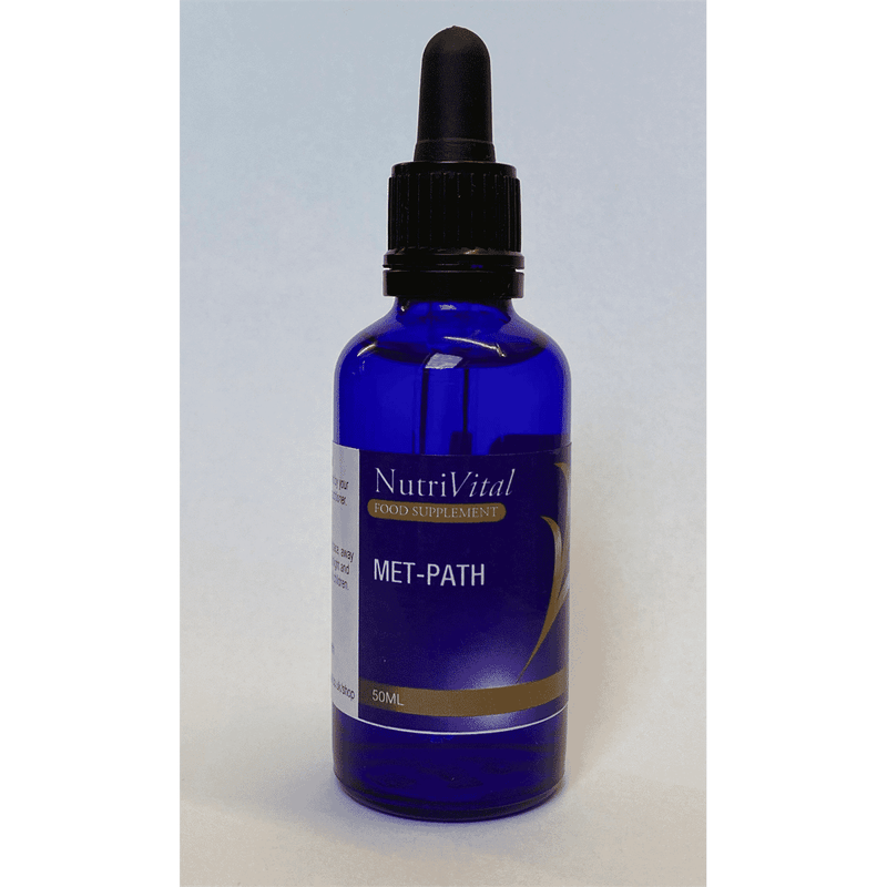 Nutrivital MET-PATH 50ml bottle with label showing product name and branding, on a plain background.