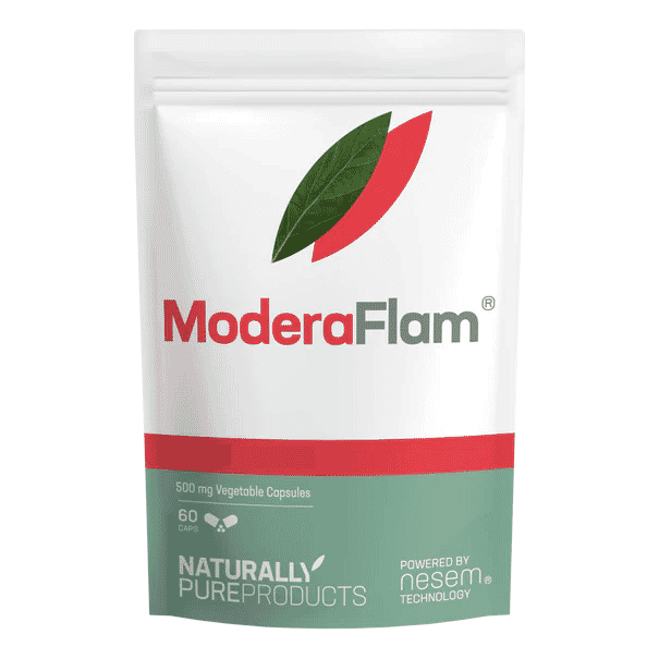 Naturally Pure Products ModeraFlam 60s dietary supplement bottle and packaging