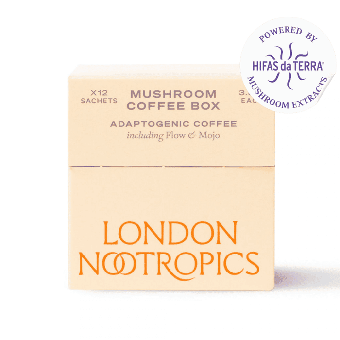 London Nootropics Mushroom Coffee Box Adaptogenic Coffee Flow + Mojo 12 Sachets (BEIGE)