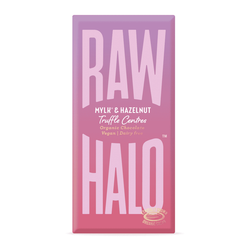 Raw Halo Mylk & Hazelnut Truffle Centres Organic Chocolate Vegan 90g