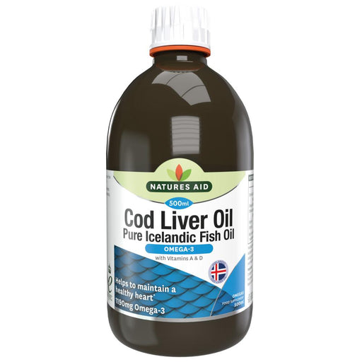 Natures Aid Cod Liver Oil Pure Icelandic Fish Oil (Omega-3) 500ml - Dennis the Chemist
