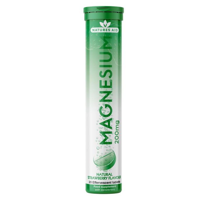 Natures Aid Magnesium 200mg Natural Strawberry Flavour Effervescent 20's - Dennis the Chemist