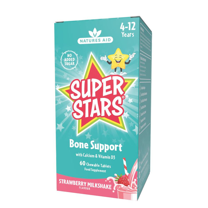 Natures Aid Super Stars Bone Support Strawberry Milkshake Flavour 60's