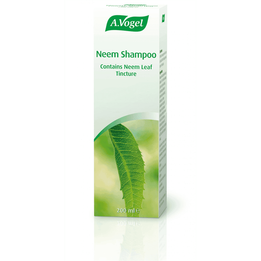A Vogel BioForce Neem Shampoo 200ml bottle showing the green label and product packaging.