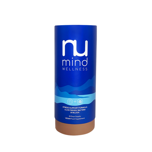 Nu Mind Wellness Stress Support Formula & Live Friendly Bacteria 30 Days Supply DARK BLUE BOX - Dennis the Chemist