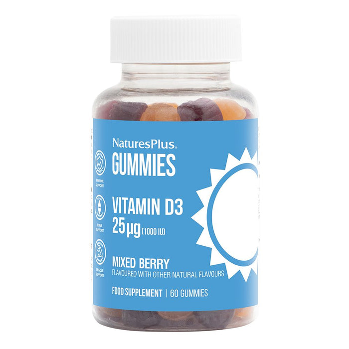 Nature's Plus Gummies Vitamin D3 25ug (1000IU) Mixed Berry 60's - Dennis the Chemist