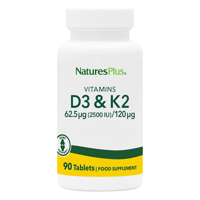 Nature's Plus Vitamins D3 & K2 62.5ug (2500iu) / 120ug 90s