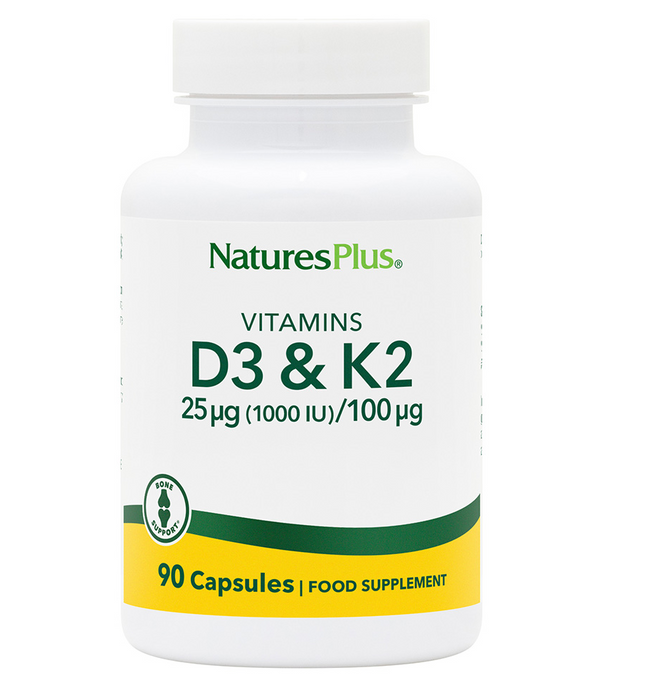 Nature's Plus Vitamins D3 & K2 25ug (1000iu) / 100ug 90s
