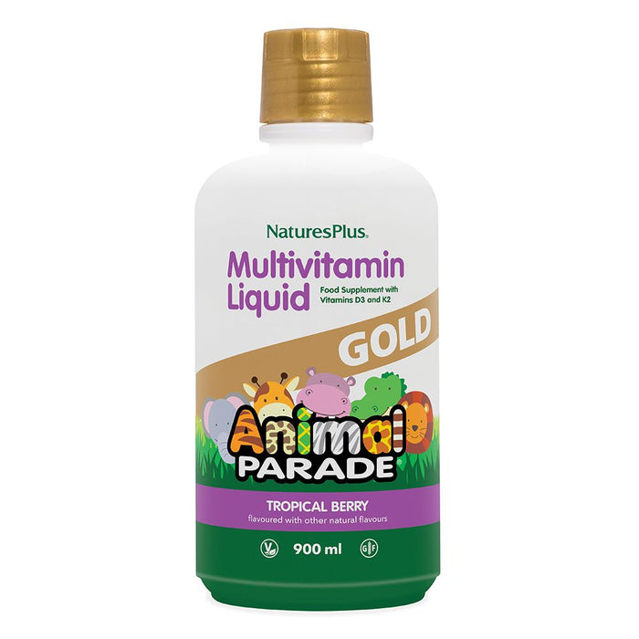 Nature's Plus Animal Parade GOLD Multivitamin Liquid Tropical Berry Flavour 900ml - Dennis the Chemist