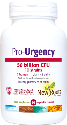 New Roots Herbal Pro-Urgency dietary supplement box with 30 capsules on a white background