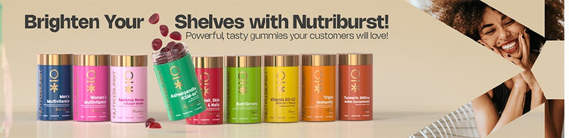 Nutriburst gummy vitamins in colorful bottles for health and wellness