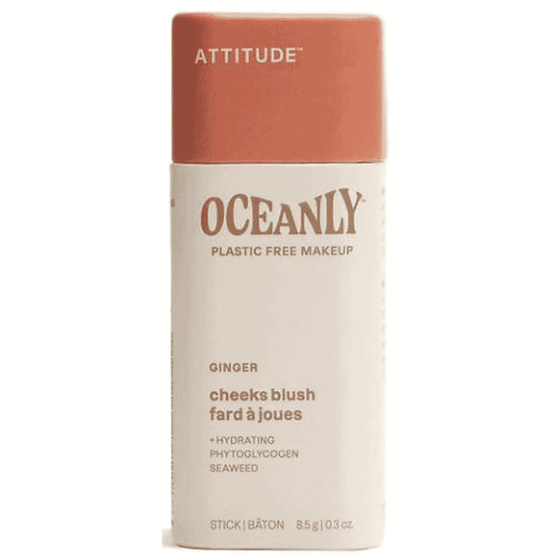 ATTITUDE Oceanly Ginger Cheeks Blush Stick 8.5g featuring a natural blush color in a sleek makeup stick form.