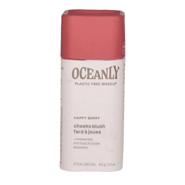ATTITUDE Oceanly Happy Berry Cheeks Blush Stick 8.5g with a vibrant pink shade, showing the blush stick and its packaging.