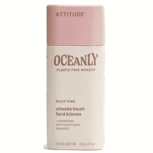 ATTITUDE Oceanly Silky Pink Cheeks Blush Stick, 8.5g, with soft pink color and smooth texture for natural blush application.