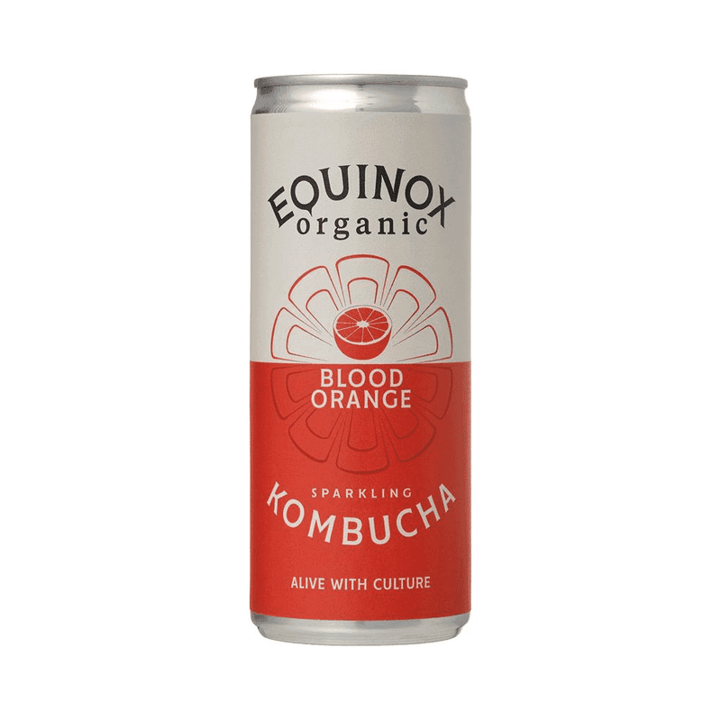 Equinox Kombucha Organic Blood Orange Sparkling Kombucha 12x250ml case bottles with vibrant blood orange flavor and sparkling finish.