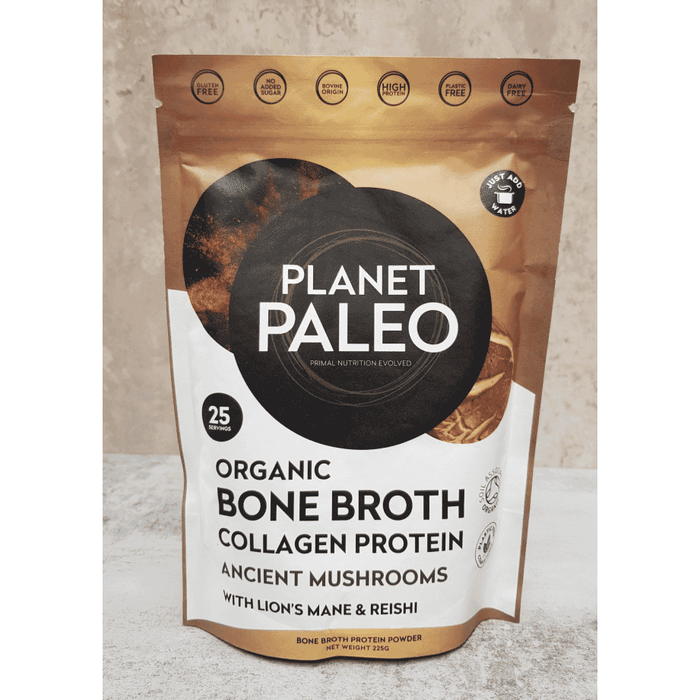 Planet Paleo Organic Bone Broth Collagen Protein Ancient Mushrooms 225g