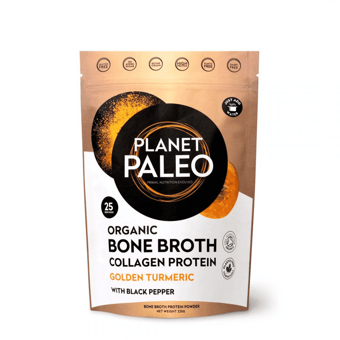 Planet Paleo Organic Bone Broth Collagen Protein Golden Turmeric 225g