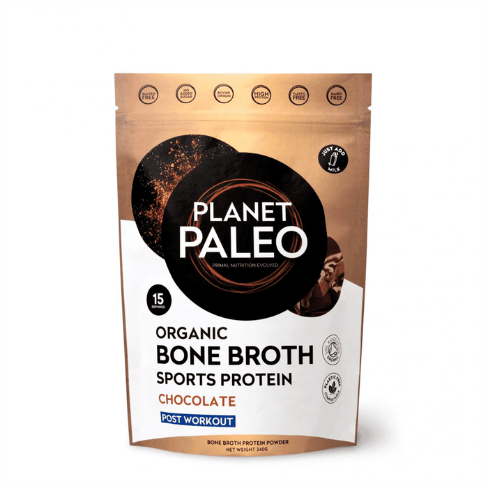 Planet Paleo Organic Bone Broth Sports Protein Chocolate 240g