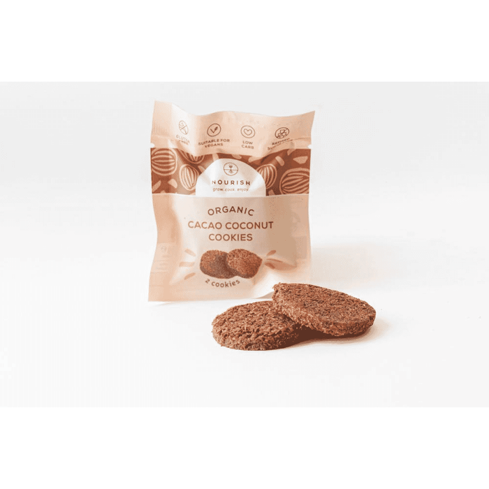 Nourish Organic Cacao Coconut Cookies 20 x 25g CASE
